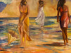 R. Mansourkhani , On a Beach. Original Oil Painting, 32” x 41”-EZ Jewelry and Decor