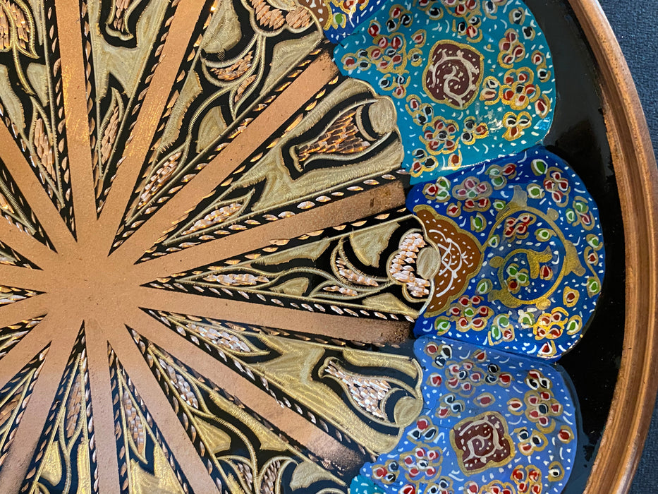 Hand Crafted, Hand Painted Persian Plate. Engraving & Paint on Copper.  Wall/ Art Décor. 11.25”-EZ Jewelry and Decor