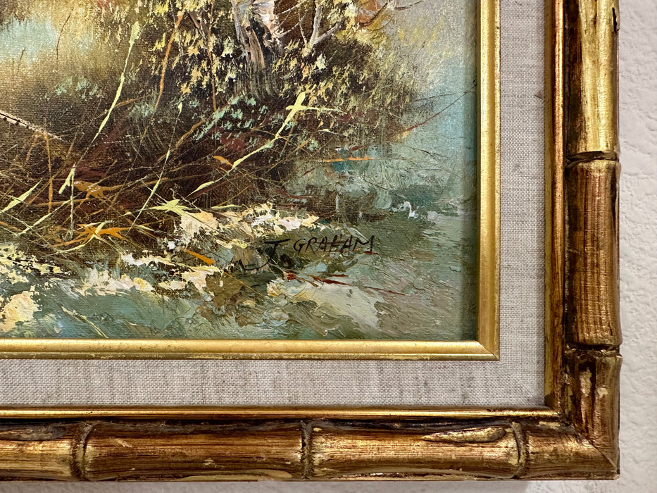 Framed Original Landscape Oil Painting With  Pheasant by J.Graham, Signed Oil On Canvas. , 16” x 20”-EZ Jewelry and Decor