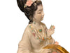 A Geisha Sitting with a Basket of Flowers.  Handcrafted, Hand Painted Porcelain Statue, Signed By a Chinese Master. 12"-EZ Jewelry and Decor