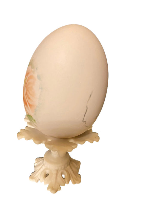 Leona Williams Signed Porcelain Egg on Stand.-EZ Jewelry and Decor