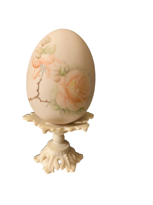 Leona Williams Signed Porcelain Egg on Stand.-EZ Jewelry and Decor