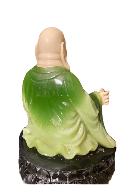 Artificial Jade Buddha, Green and Beige Fat Buddha, 9.5"-EZ Jewelry and Decor