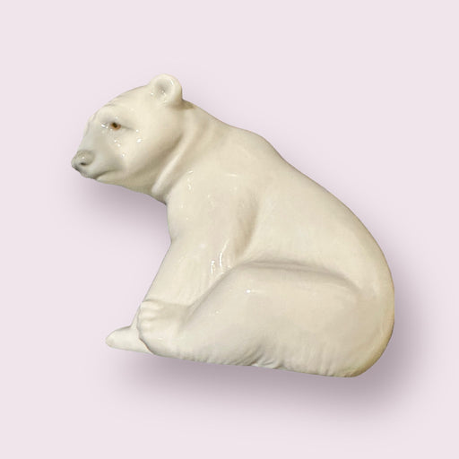 Vintage Lladro Porcelain Polar Bear Seated- 3.5 In. No Box-EZ Jewelry and Decor