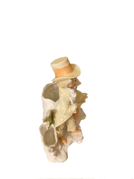 Rococo Bisque Porcelain Figurine, A young Man with Umbrella-EZ Jewelry and Decor