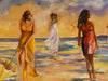 R. Mansourkhani , On a Beach. Original Oil Painting, 32” x 41”-EZ Jewelry and Decor