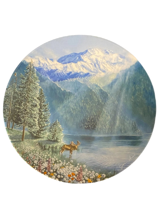 W S George China - Nature's Legacy Collection - "Misty Morning at Mount McKinley” by Jean Sias, Ltd Ed Collectible Plate, 1991, Vintage Fine China Plate, 8.25”-EZ Jewelry and Decor