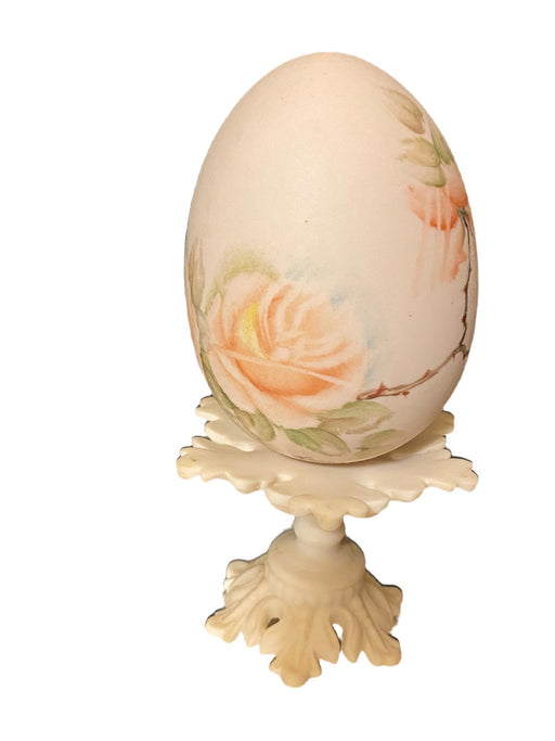 Leona Williams Signed Porcelain Egg on Stand.-EZ Jewelry and Decor