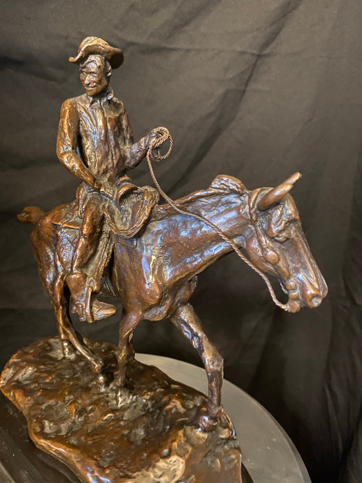 Charles Marion Russell Will Rogers, Bronze With PatinaSigned And Monogrammed On Base: Cm Russell-EZ Jewelry and Decor