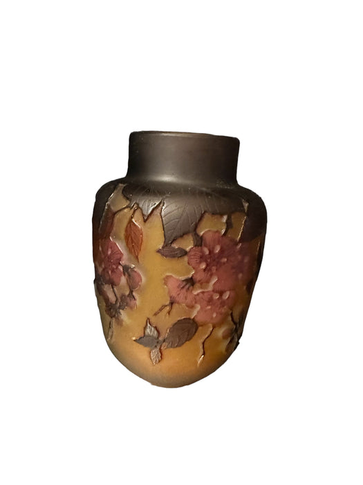 Antique Émile Gallé Handcrafted Vase 5”, 19th century Art Nouveau, Cherry Blossom Floral Pattern-EZ Jewelry and Decor