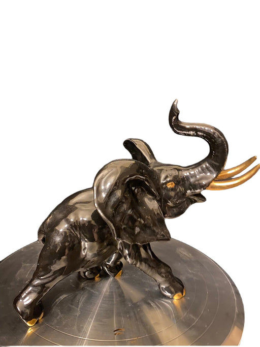 Unique Vintage Porcelain Black Elephant Figurine, Size: 8.5” x 7”-EZ Jewelry and Decor