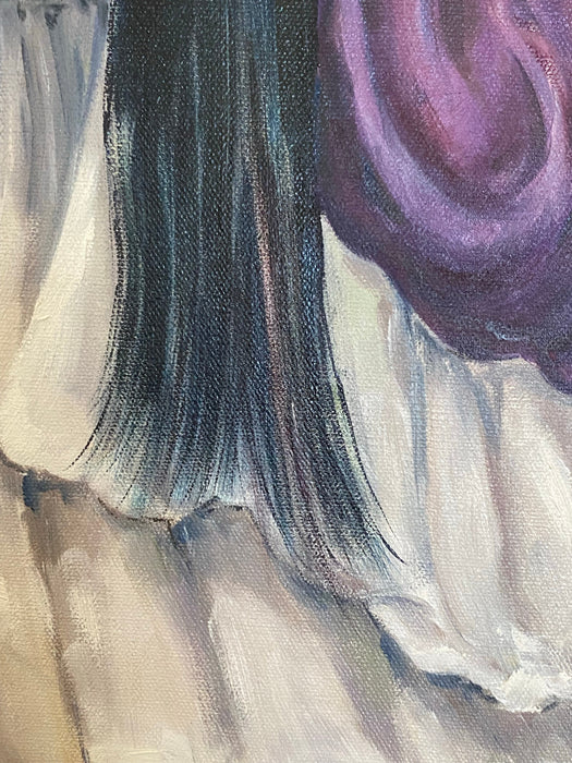 Original Oil Painting "Girl with Purple Hair" by L. Beana, Original Oil Painting. 28” x 22”-EZ Jewelry and Decor