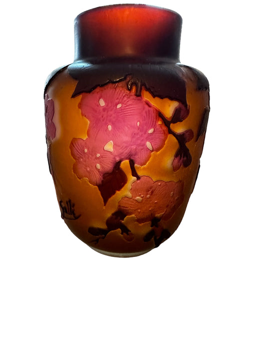 Antique Émile Gallé Handcrafted Vase 5”, 19th century Art Nouveau, Cherry Blossom Floral Pattern-EZ Jewelry and Decor