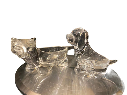 Two Glass Cat & Dog Statues/ Candle Holder , 4” x 9.5”.-EZ Jewelry and Decor