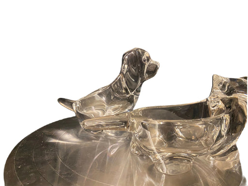 Two Glass Cat & Dog Statues/ Candle Holder , 4” x 9.5”.-EZ Jewelry and Decor