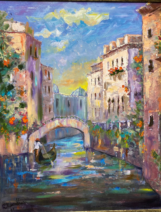 Roya Mansourkhani, A Sunny Day at Annecy, Original Oil Painting.-EZ Jewelry and Decor