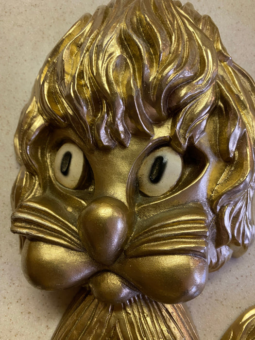 Vintage 2pc Mid Century Lion Theme Wall Decor By Universal-EZ Jewelry and Decor