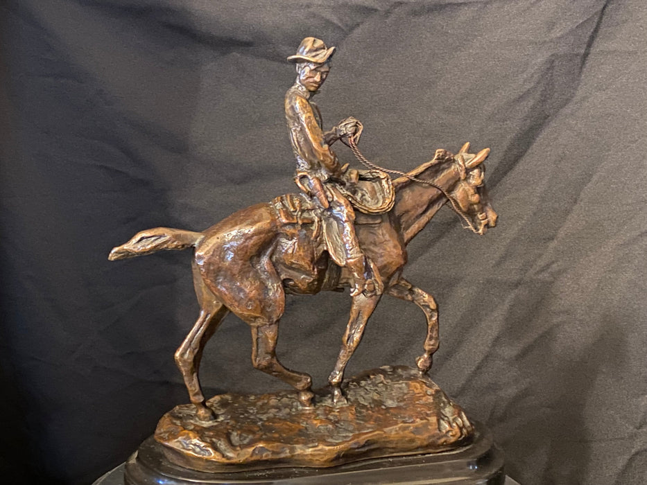 Charles Marion Russell Will Rogers, Bronze With PatinaSigned And Monogrammed On Base: Cm Russell-EZ Jewelry and Decor