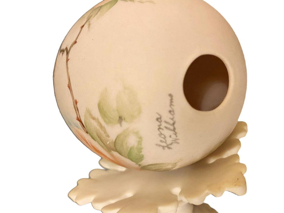 Leona Williams Signed Porcelain Egg on Stand.-EZ Jewelry and Decor