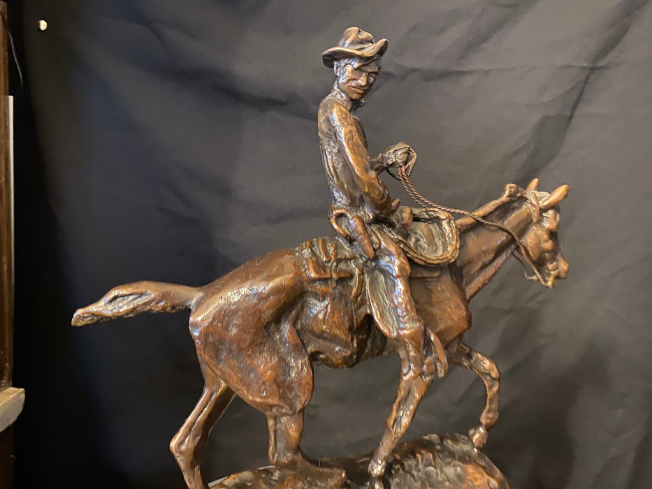 Charles Marion Russell Will Rogers, Bronze With PatinaSigned And Monogrammed On Base: Cm Russell-EZ Jewelry and Decor