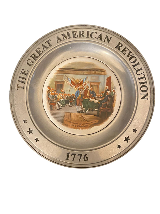 "Declaration of Independence" The Great American Revolution Pewter Plate , 10.8”-EZ Jewelry and Decor