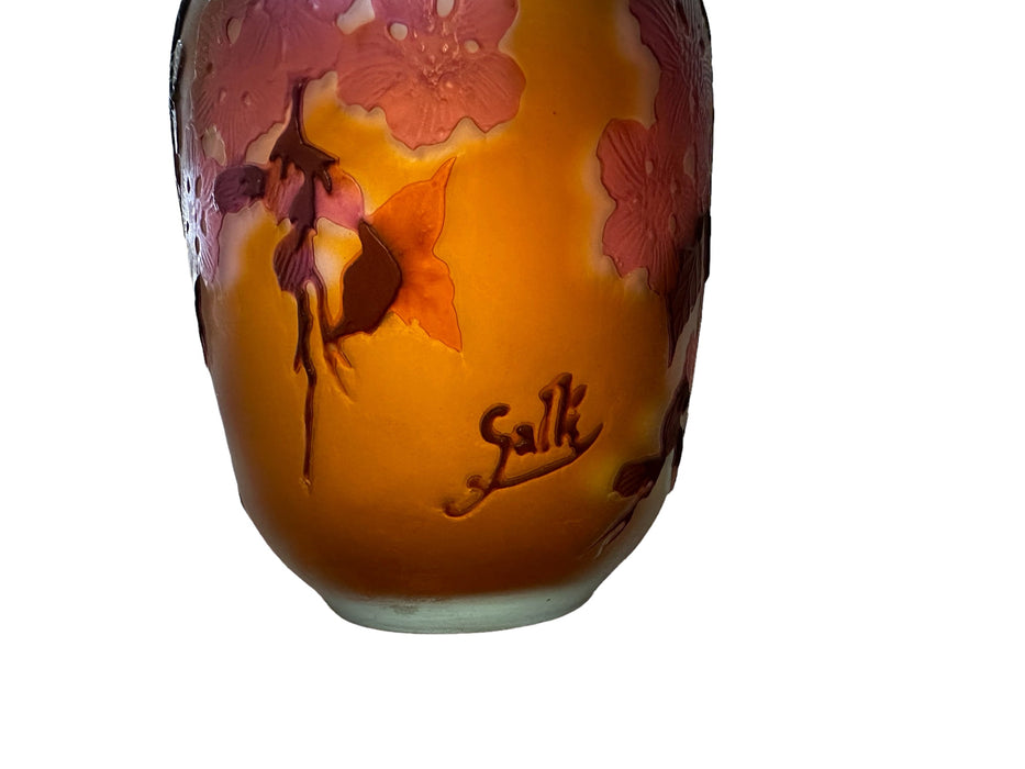 Antique Émile Gallé Handcrafted Vase 5”, 19th century Art Nouveau, Cherry Blossom Floral Pattern-EZ Jewelry and Decor