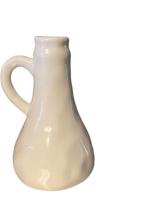 White Ceramic Vase/ Olive Oil Bottle/ Milk Bottle/Creamer. 5.75”T-EZ Jewelry and Decor