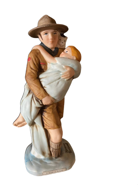 BOY SCOUTS OF AMERICA. "A SCOUT IS HELPFUL." NORMAN ROCKWELL PORCELAIN FIGURINE-EZ Jewelry and Decor