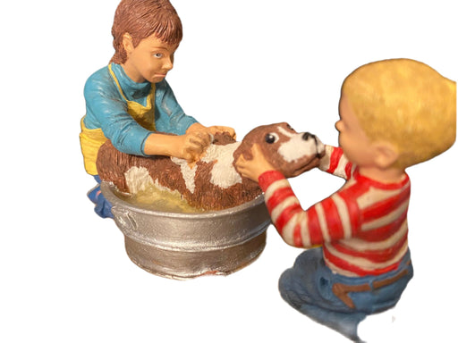 Splish Splash Norman Rockwell's Age of Wonder Collection 1990 Kids Bathing Dog-EZ Jewelry and Decor