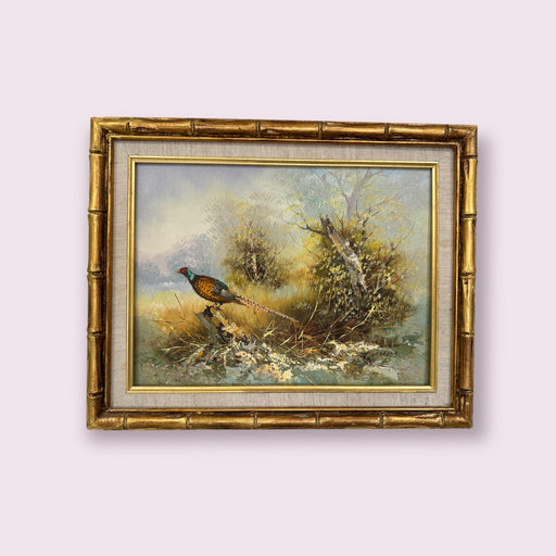 Framed Original Landscape Oil Painting With  Pheasant by J.Graham, Signed Oil On Canvas. , 16” x 20”-EZ Jewelry and Decor