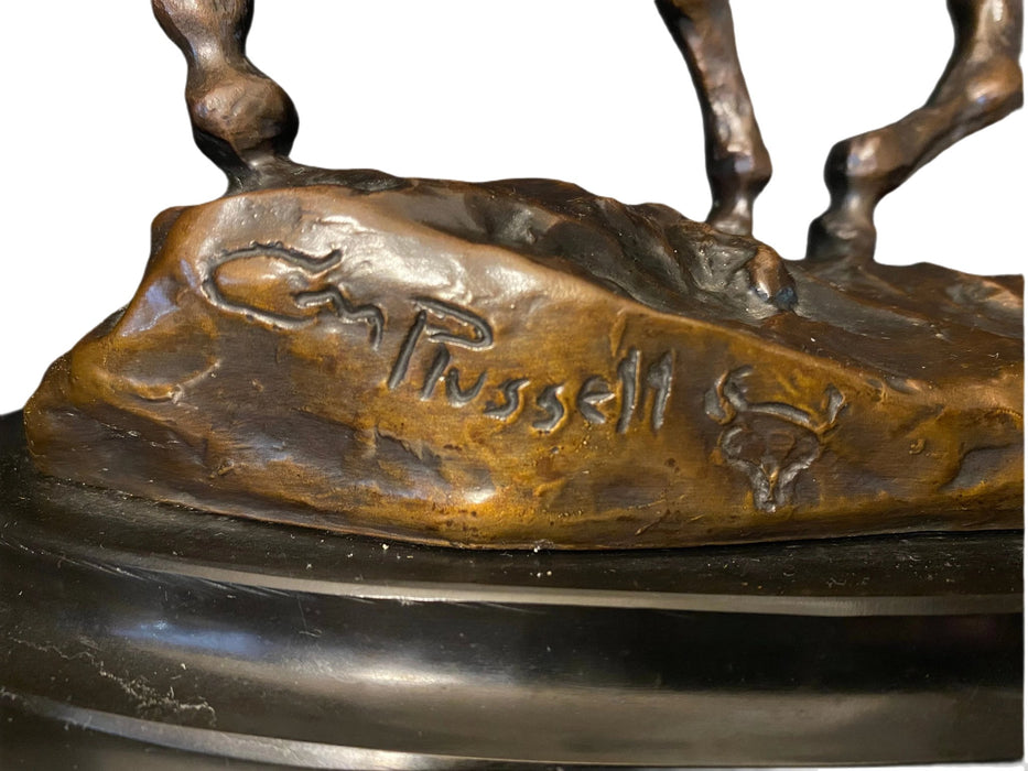 Charles Marion Russell Will Rogers, Bronze With PatinaSigned And Monogrammed On Base: Cm Russell-EZ Jewelry and Decor