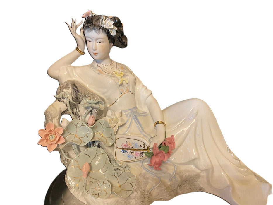 Vintage Handcrafted, Hand Painted, Porcelain Statue, Signed By a Chinese Master. Porcelain Figurine.-EZ Jewelry and Decor