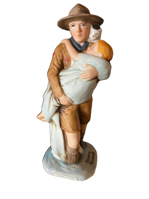 BOY SCOUTS OF AMERICA. "A SCOUT IS HELPFUL." NORMAN ROCKWELL PORCELAIN FIGURINE-EZ Jewelry and Decor