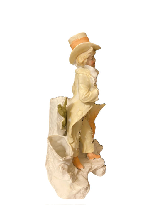 Rococo Bisque Porcelain Figurine, A young Man with Umbrella-EZ Jewelry and Decor