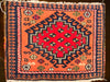 Small Hand Knotted Persian Rug, Bakhtiari Design Small Wool Rug, Orange and Red Rug, 16” x 12.5”-EZ Jewelry and Decor