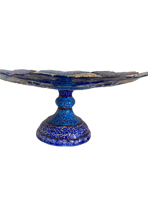 Minakari Persian Enamel  Handcrafted Cake Stand, 4” T x 10” W-EZ Jewelry and Decor