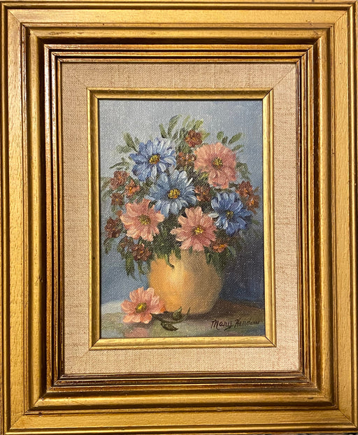 Mary Handers, Beautiful Flowers, Framed Original Oil Painting. 9” x 12”.-EZ Jewelry and Decor