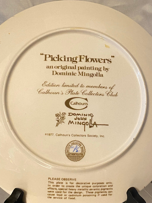 Vintage Fine China Plate, Picking Flowers by Dominic Mingolla Calhoun’s Original painting Plate, Limited edition,  1977.  8.25”-EZ Jewelry and Decor