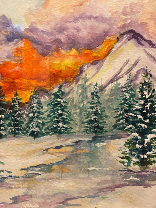 R.Mansourkhani. Estes Park, Original Framed Watercolor Painting. 18” x 22”-EZ Jewelry and Decor