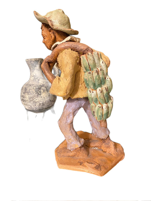 Folk Art Figurine, Farmer & Jug, Ceramic, Handcrafted. 7.5” tall-EZ Jewelry and Decor