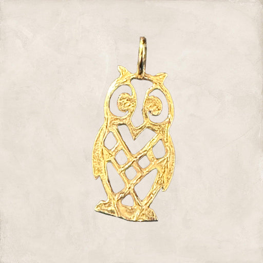 Owl Pendant/Charm In 14k Yellow Gold. 0.9in-EZ Jewelry and Decor