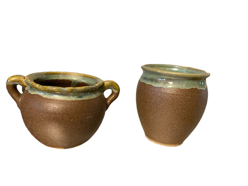 Two Ceramic Flowerpots. 3.75” T , 2.75” T-EZ Jewelry and Decor