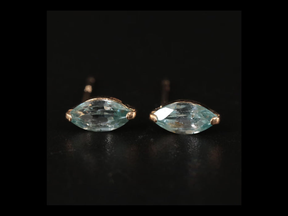 18K Zircon Stud Earrings 0.80 CTW Blue Small Gold Stud Earrings with Gem-EZ Jewelry and Decor