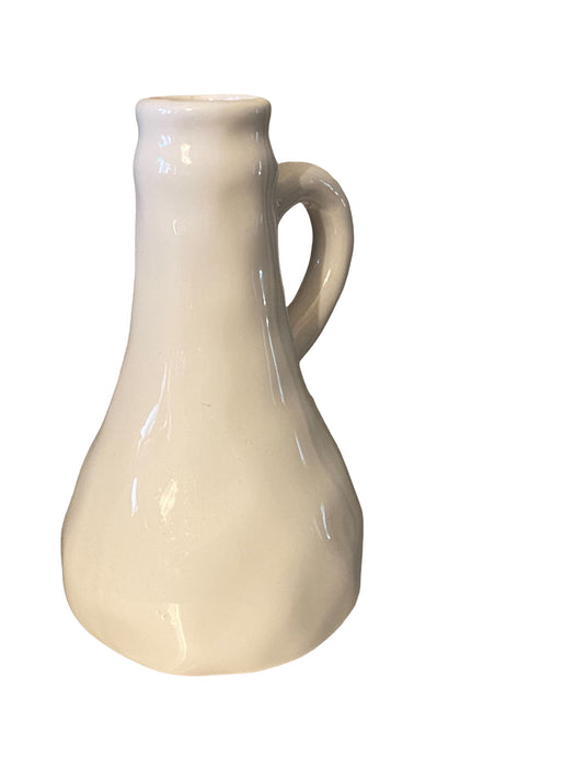 White Ceramic Vase/ Olive Oil Bottle/ Milk Bottle/Creamer. 5.75”T-EZ Jewelry and Decor