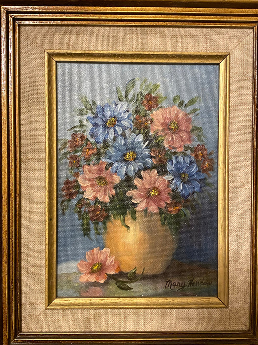 Mary Handers, Beautiful Flowers, Framed Original Oil Painting. 9” x 12”.-EZ Jewelry and Decor