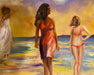 R. Mansourkhani , On a Beach. Original Oil Painting, 32” x 41”-EZ Jewelry and Decor