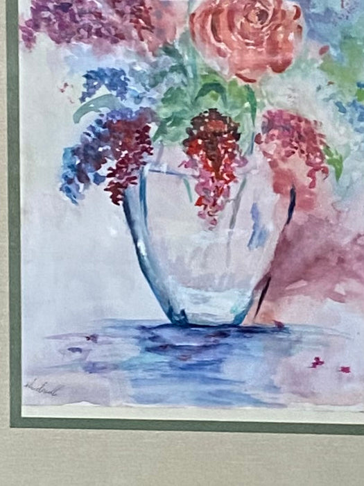 R. Mansourkhani, Bouquet Of Flowers, Original Framed Watercolor Painting, 22.5” x 18.5”.-EZ Jewelry and Decor