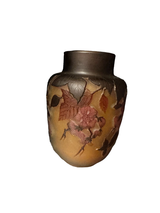 Antique Émile Gallé Handcrafted Vase 5”, 19th century Art Nouveau, Cherry Blossom Floral Pattern-EZ Jewelry and Decor