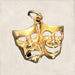 Gold Necklace Comedy/Tragedy- Happy/Sad  Face , 18"-EZ Jewelry and Decor