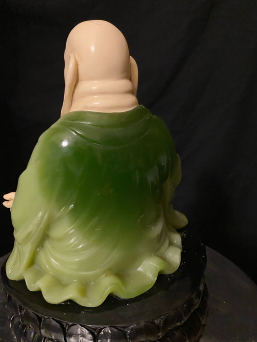 Artificial Jade Buddha, Green and Beige Fat Buddha, 9.5"-EZ Jewelry and Decor